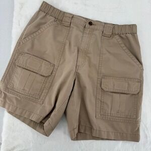 Savane Cargo Shorts Mens W34 Khaki Tan Elastic Waist Cotton Blend Utility